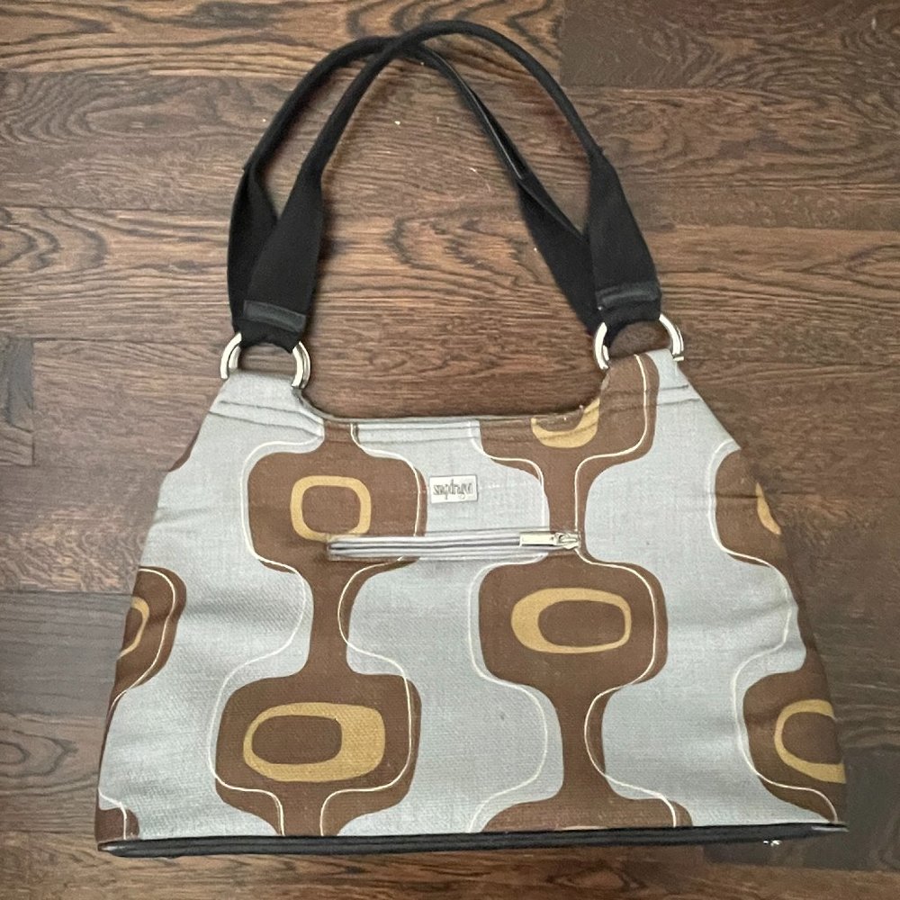 Fabulous retro looking fabric Snapdragon Large Purse Bag Tote